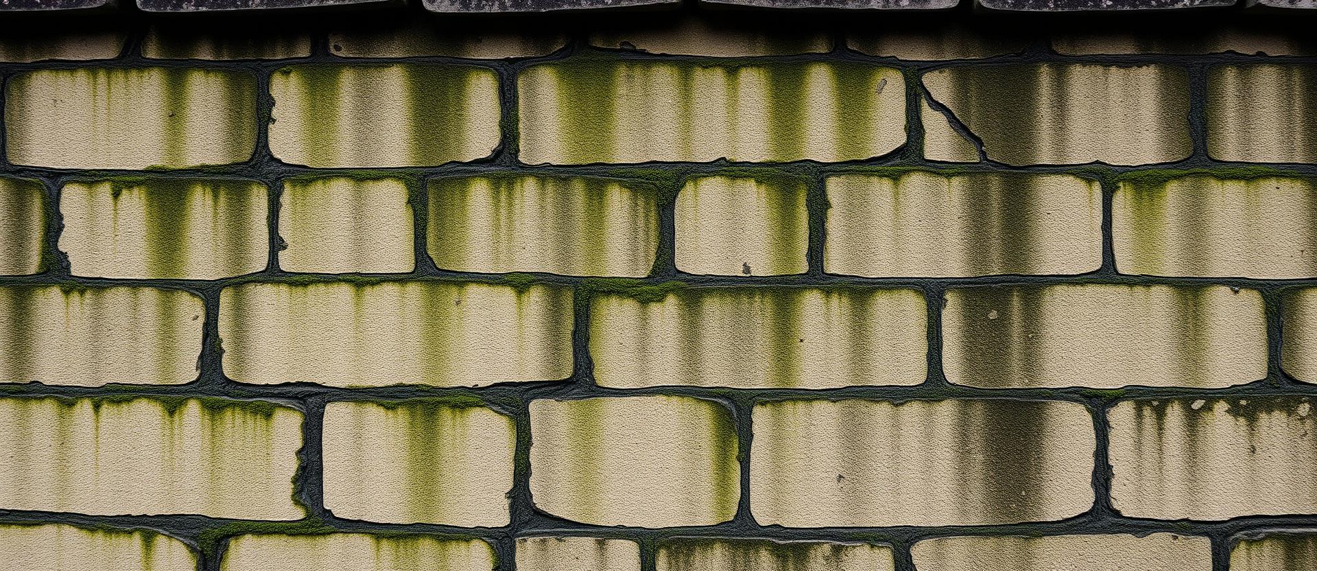 Mur en pierre couvert de mousse avant nettoyage